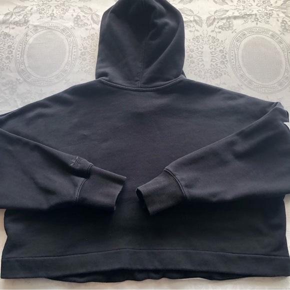 Adidas Jumbo Black/White Logo Cropped Sweatshirt Hoodie Women’s Juniors Size M - Picture 6 of 16